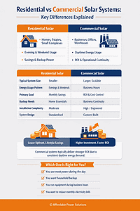 Residential vs Commercial Solar Systems Infographic